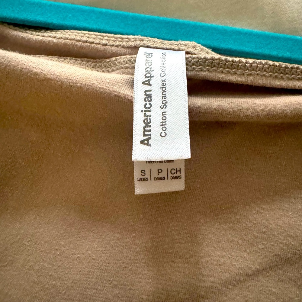 American Apparel Off Shoulder Long Sleeve Bodysuit Vintage Khaki Size Small - Picture 4 of 6